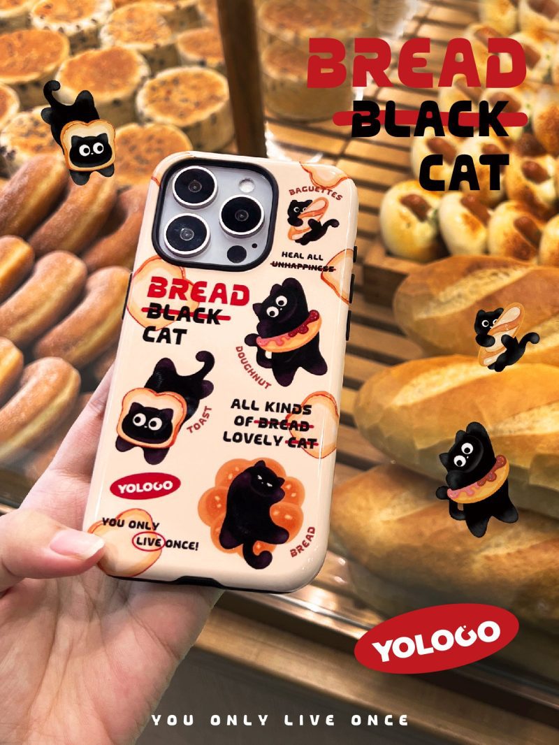 BreadBlackCatPrintedPhoneCase1