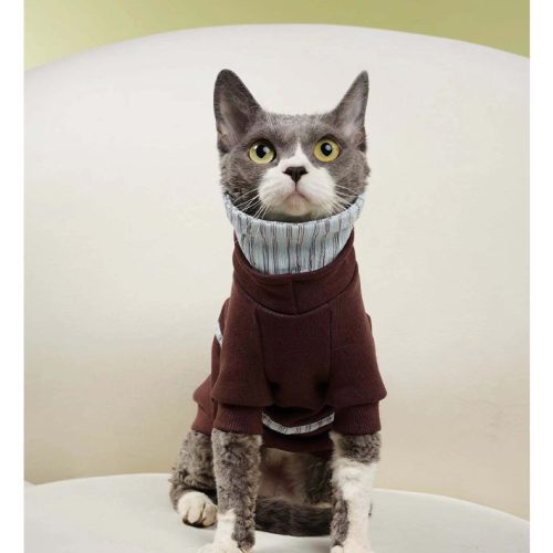 BrownBlueStripedDoubleCollarCatDodSweatshirt2