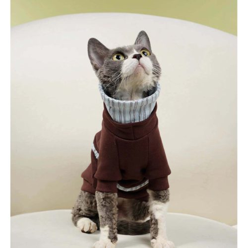 BrownBlueStripedDoubleCollarCatDodSweatshirt4