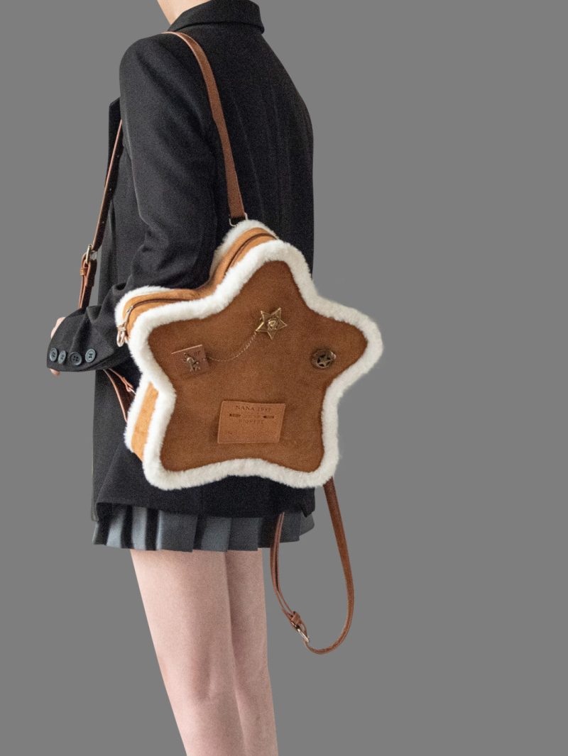 BrownPlushStarShapeBackpack4