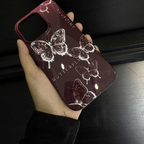 ButterflyPrintedRedPhoneCase1