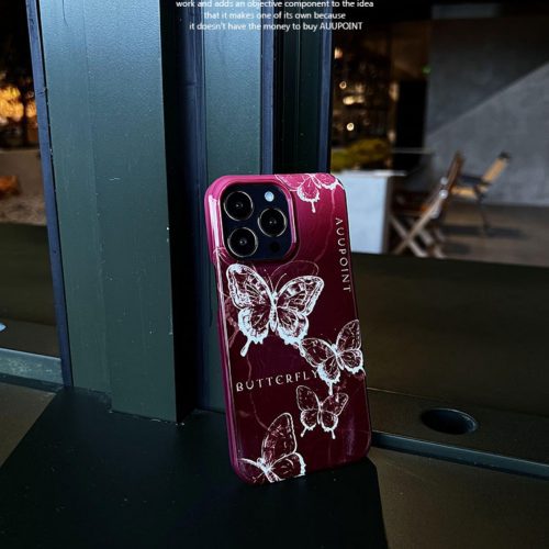 ButterflyPrintedRedPhoneCase4