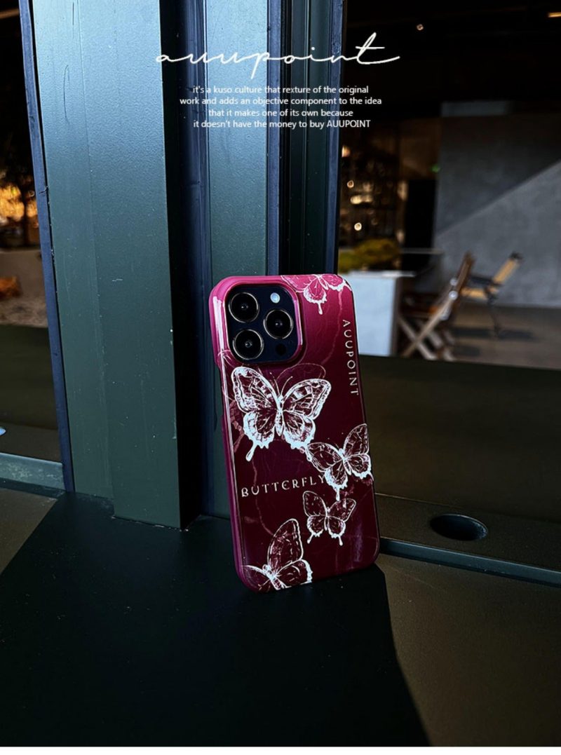 ButterflyPrintedRedPhoneCase4