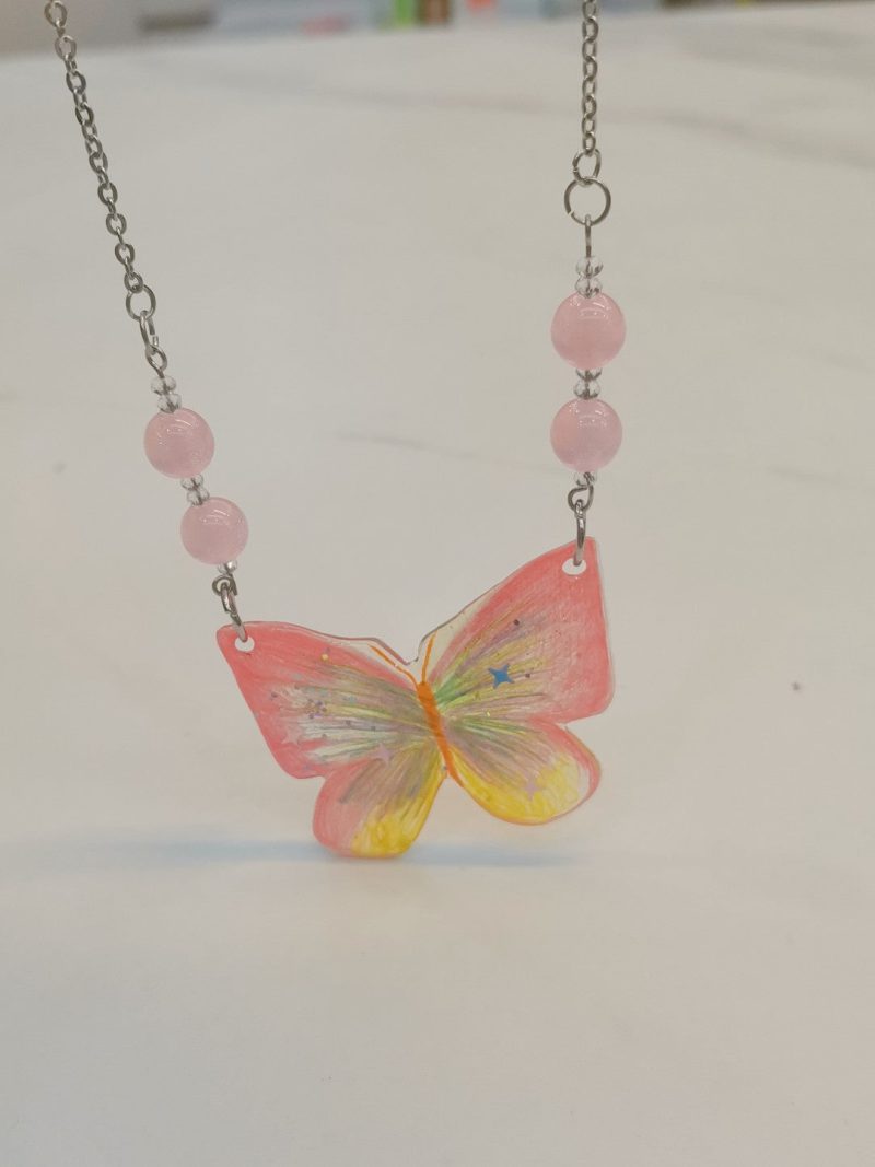 Butterfly Shrink Plastic Necklace4