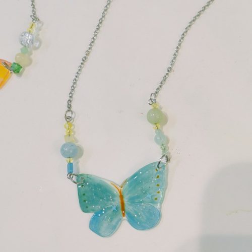 Butterfly Shrink Plastic Necklace5