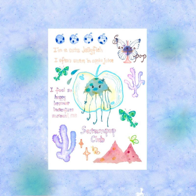 CartoonJellyfishWaterproofTemporaryTattooStickersSet1