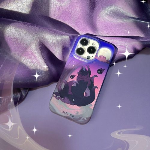 CartoonPurpleFoxPrintedPhoneCase1