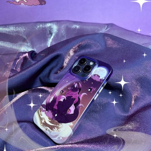 CartoonPurpleFoxPrintedPhoneCase2