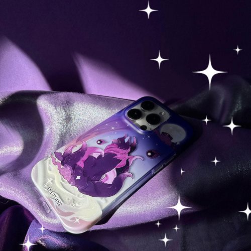 CartoonPurpleFoxPrintedPhoneCase3