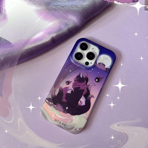 CartoonPurpleFoxPrintedPhoneCase4