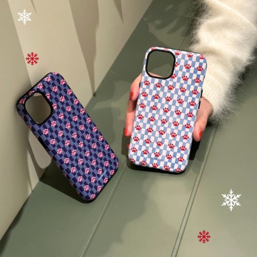 CatClawsPlaidPrintedDoubleLayerPhoneCase1