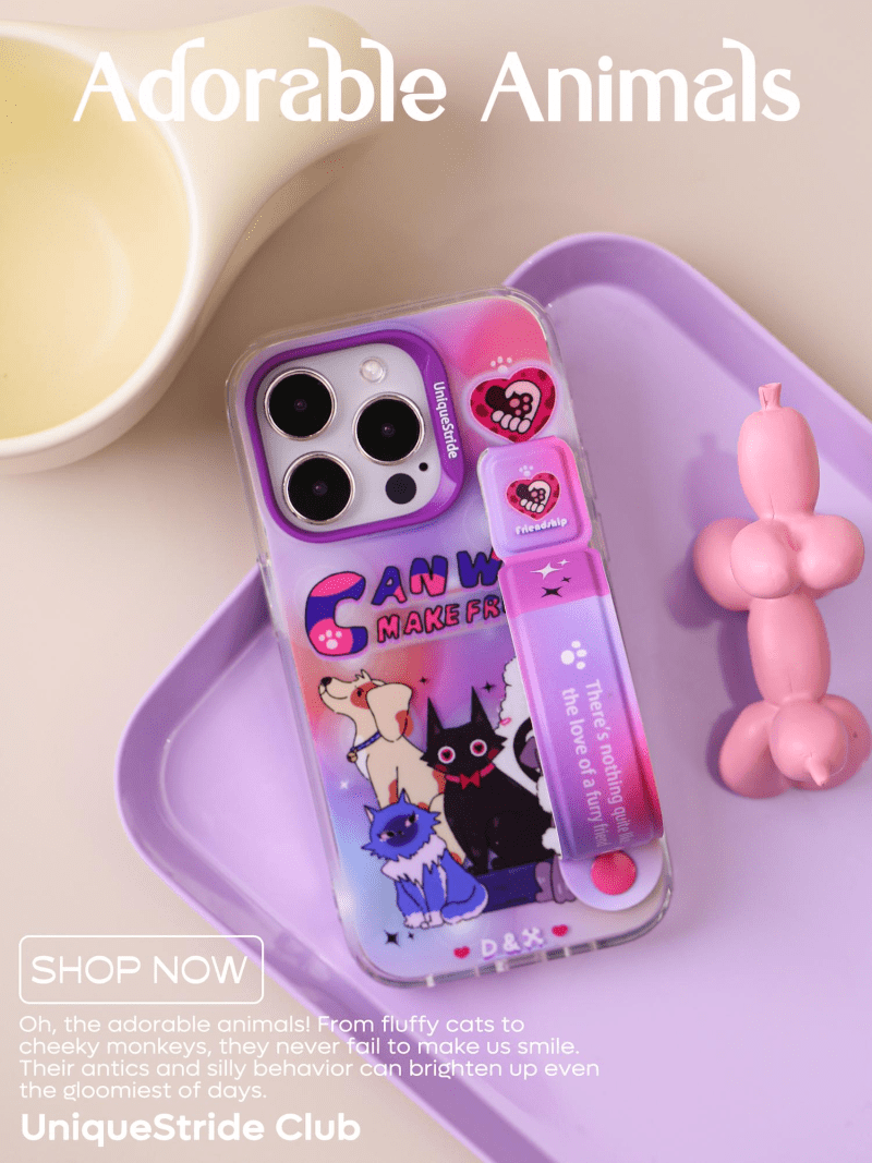 CatsandPuppyPrintedPurplePhoneCase1