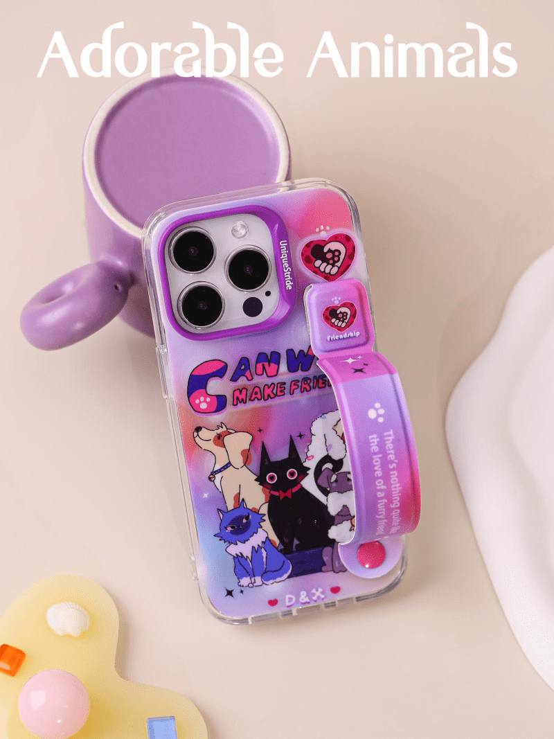 CatsandPuppyPrintedPurplePhoneCase2