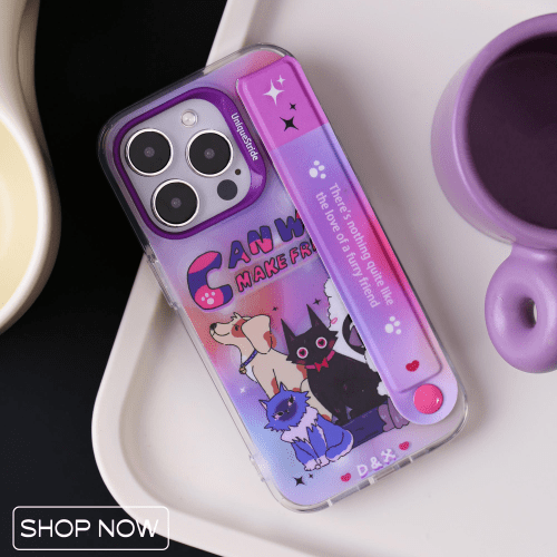 CatsandPuppyPrintedPurplePhoneCase3