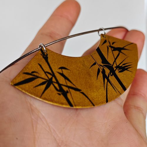 ChineseLacquerBambooFan ShapedNecklace10