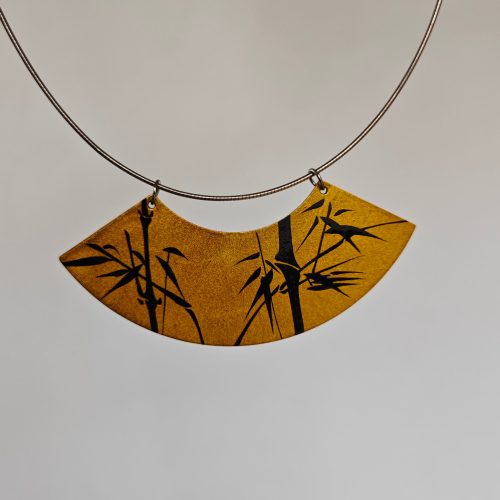 ChineseLacquerBambooFan ShapedNecklace13