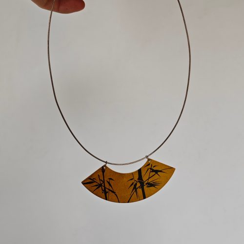 ChineseLacquerBambooFan ShapedNecklace16