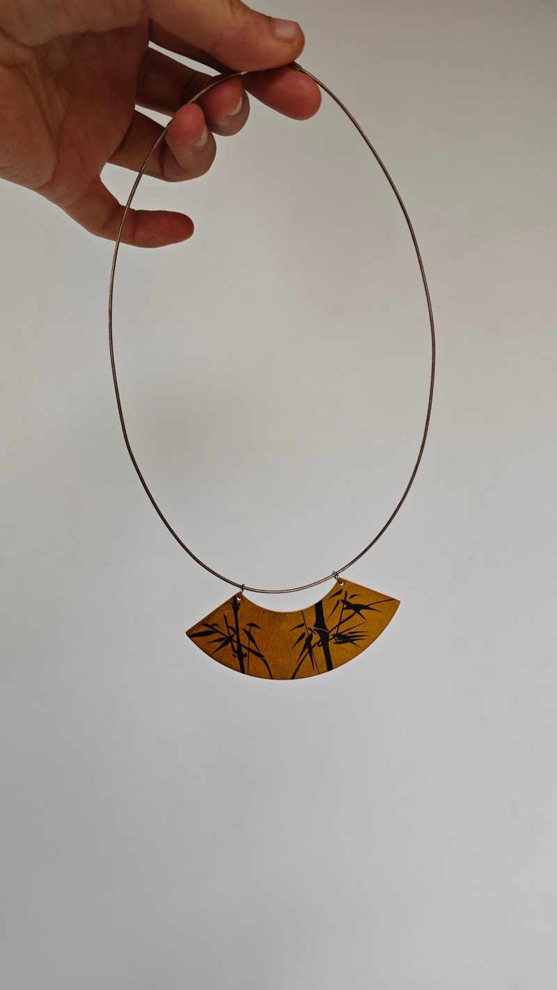 ChineseLacquerBambooFan ShapedNecklace16