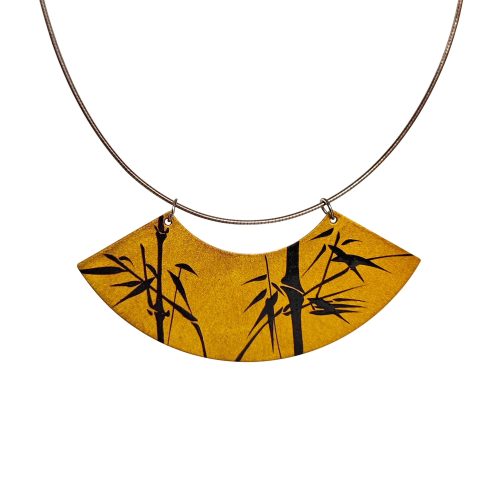 ChineseLacquerBambooFan ShapedNecklace17