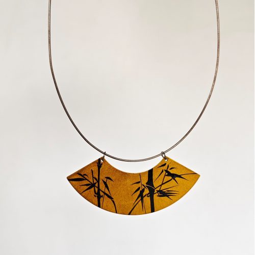 ChineseLacquerBambooFan ShapedNecklace8