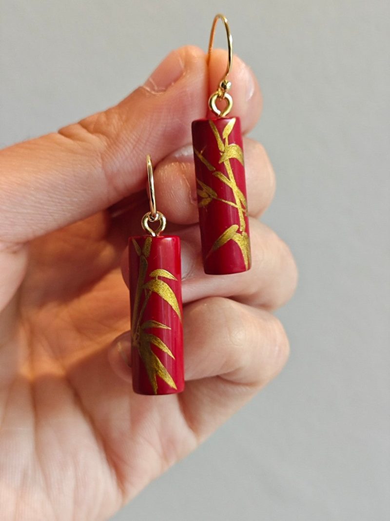 ChineseLacquerBambooWoodenEarrings6