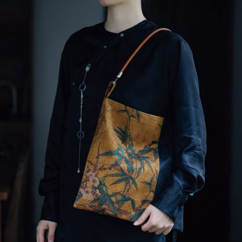 Chinoiserie BambooBlossomSilkToteBag10