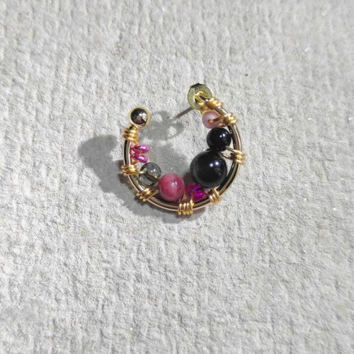 Chinoiserie BlackPinkBeadedMetalEarrings10