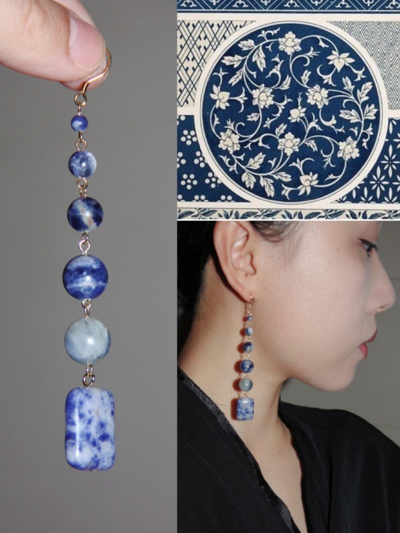 Chinoiserie BlueBeadedDropEarrings1