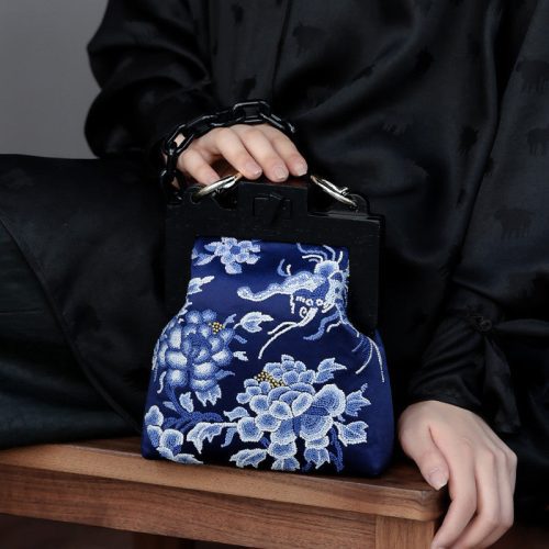 Chinoiserie BlueFlowerEmbroideryFrameClutchBag13