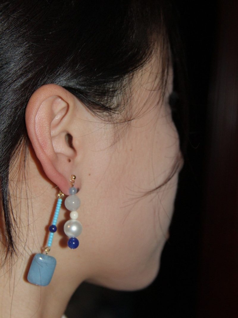 Chinoiserie BlueRiverNaturalStonesBeadedEarrings3