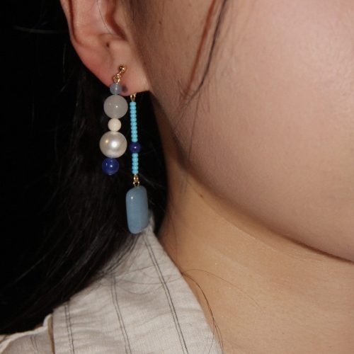 Chinoiserie BlueRiverNaturalStonesBeadedEarrings5