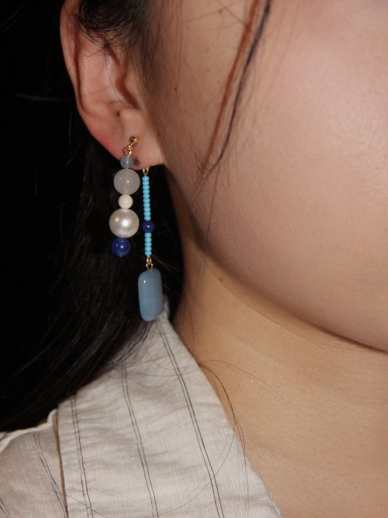 Chinoiserie BlueRiverNaturalStonesBeadedEarrings5