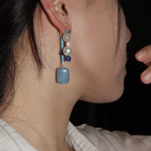 Chinoiserie BlueRiverNaturalStonesBeadedEarrings6