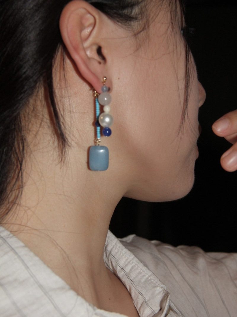 Chinoiserie BlueRiverNaturalStonesBeadedEarrings6