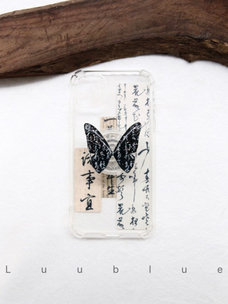 Chinoiserie ButterflyCalligraphyClearPhoneCase1