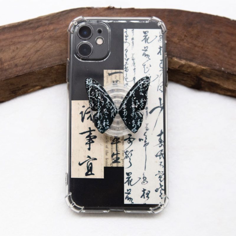 Chinoiserie ButterflyCalligraphyClearPhoneCase2