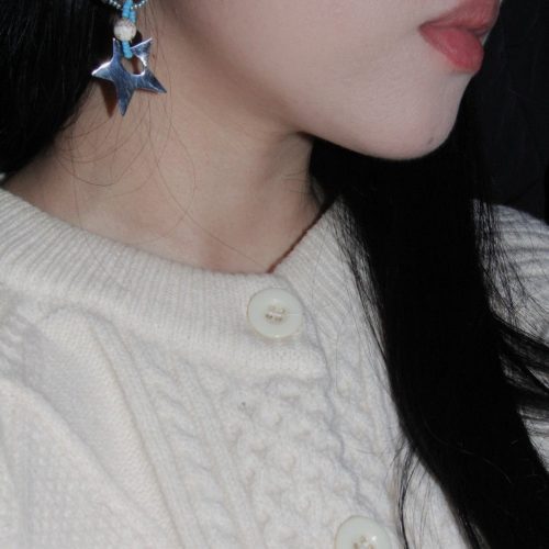 Chinoiserie ColoredGlazeBlueStarEarrings5