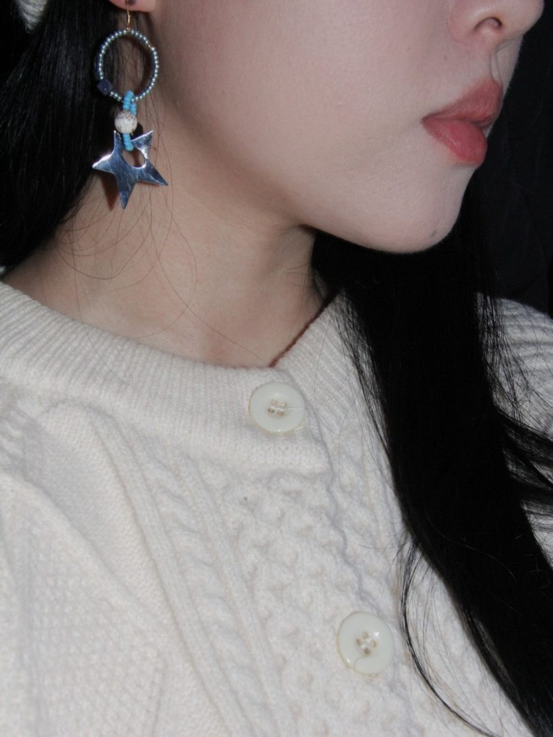 Chinoiserie ColoredGlazeBlueStarEarrings5