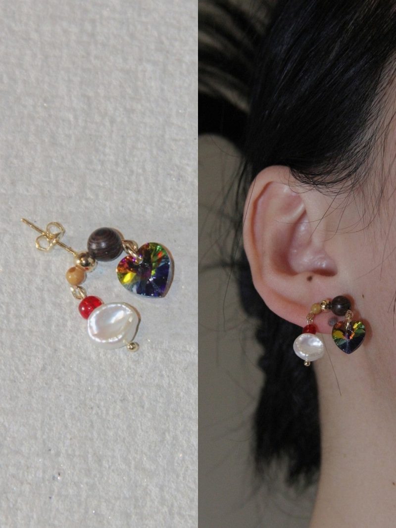 Chinoiserie ColoredGlazePearlHeartEarrings1