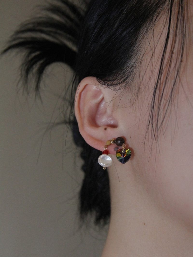 Chinoiserie ColoredGlazePearlHeartEarrings6