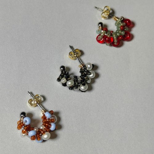 Chinoiserie ColoredGlazePearlHoopEarrings3