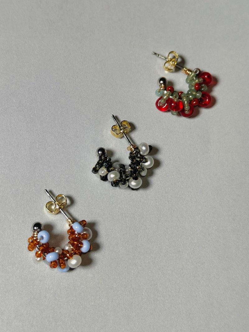 Chinoiserie ColoredGlazePearlHoopEarrings3