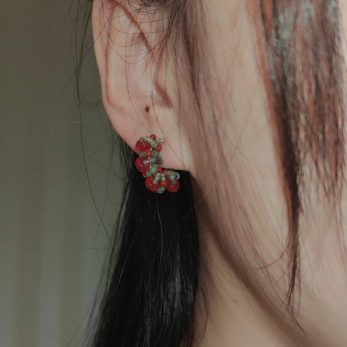 Chinoiserie ColoredGlazePearlHoopEarrings6