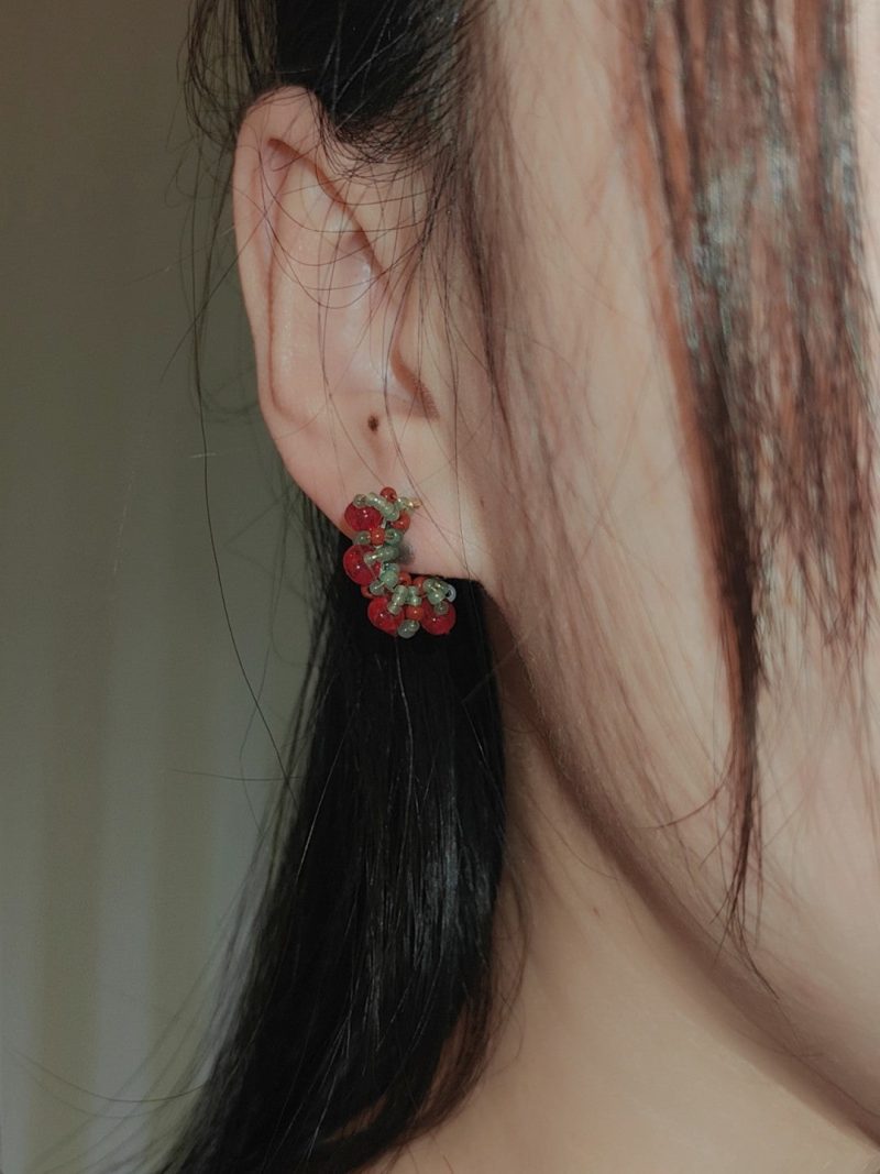 Chinoiserie ColoredGlazePearlHoopEarrings6