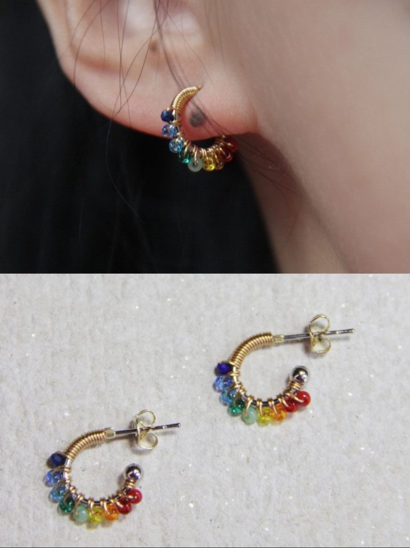 Chinoiserie ColoredGlazeRainbowHoopEarrings1