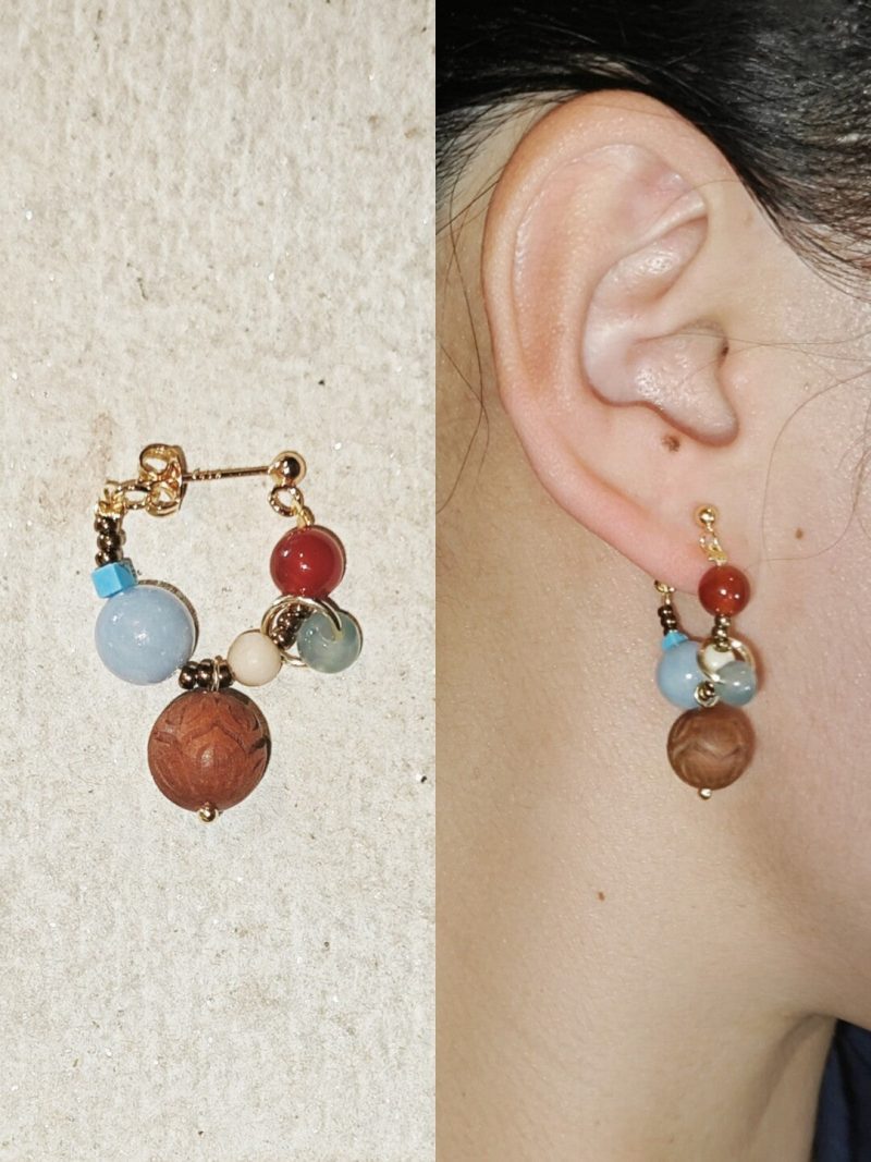 Chinoiserie ColorfulBeadedClusterEarrings1