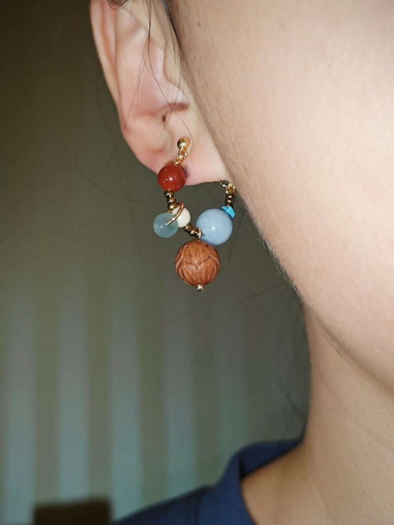 Chinoiserie ColorfulBeadedClusterEarrings3