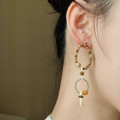 Chinoiserie ColorfulNaturalJadeHoopEarrings8