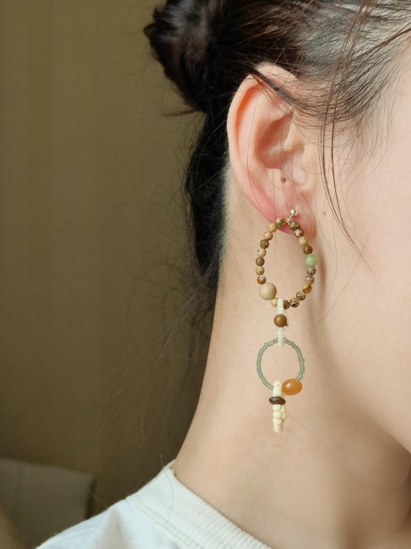 Chinoiserie ColorfulNaturalJadeHoopEarrings8