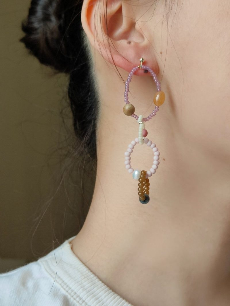 Chinoiserie ColorfulNaturalJadeHoopEarrings9